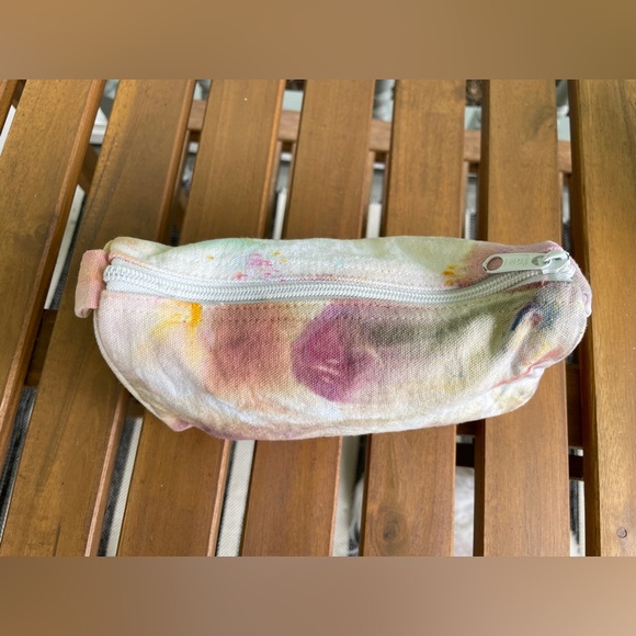 Pansy Bouquet: One of a Kind Ice Dyed Canvas Pouch - Makeup Bag - Pencil Case - Picture 3 of 8
